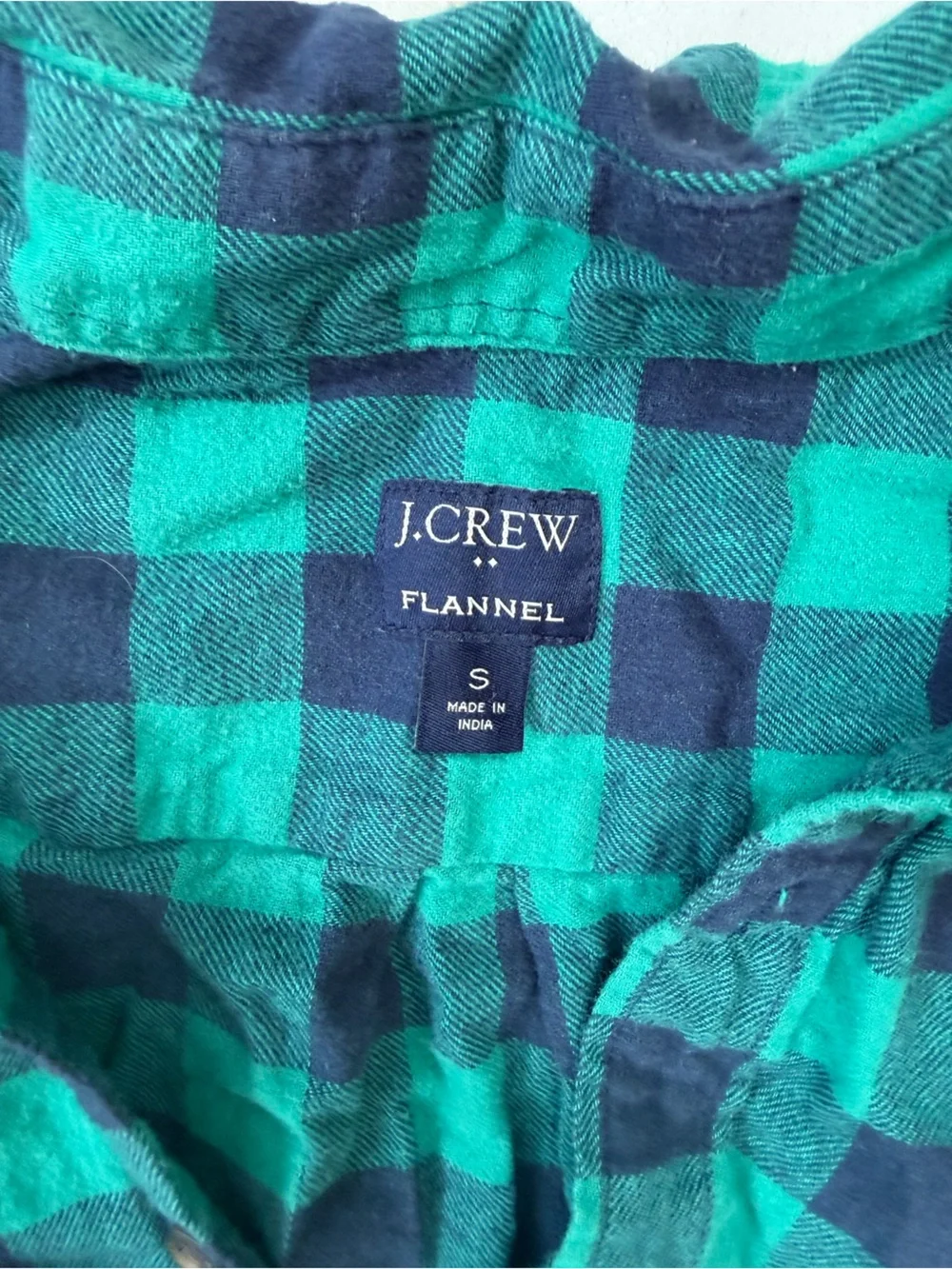 J. Crew Teal and Navy Check Flannel Shirt